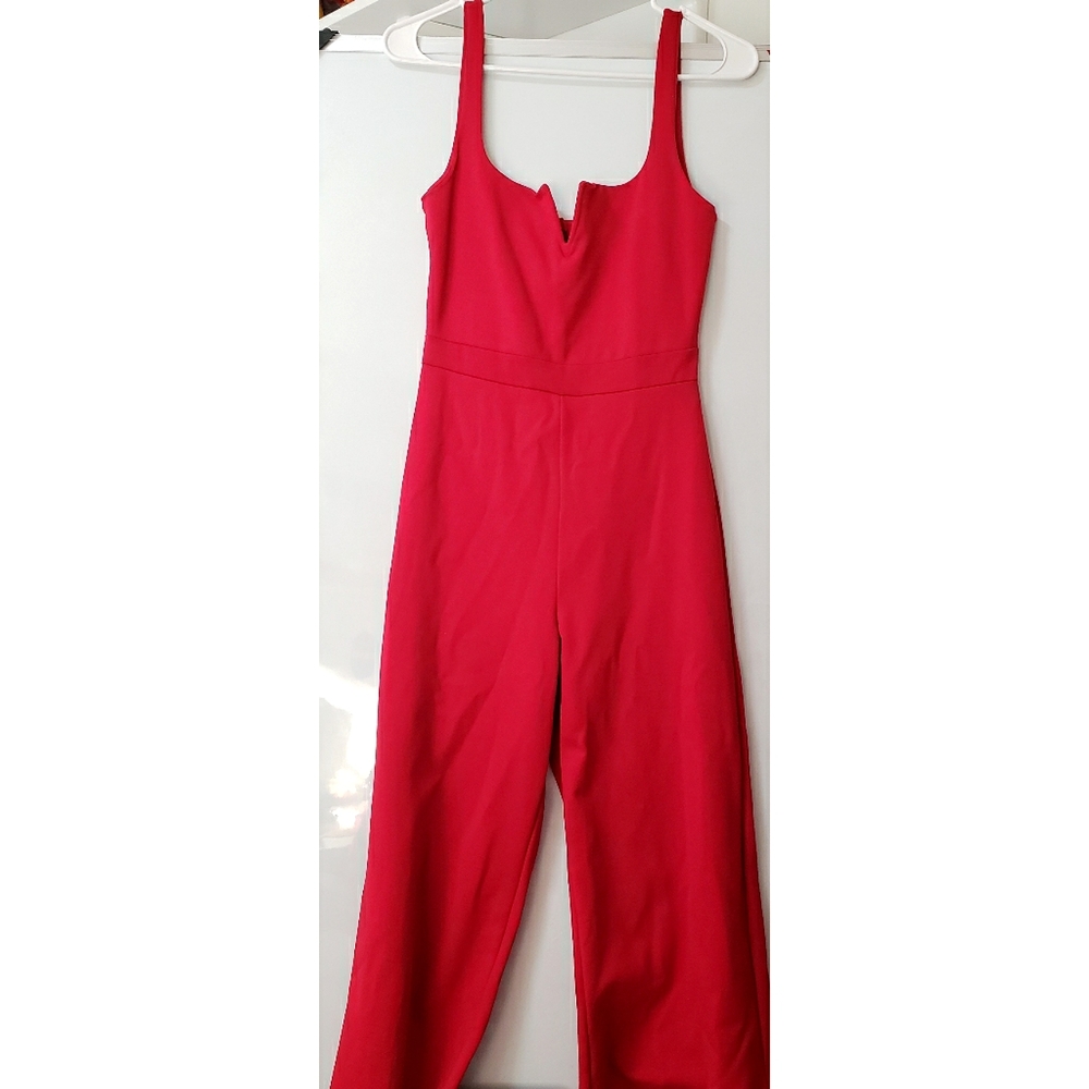 Red Velvet wide leg Sleeveless Jumpsuit